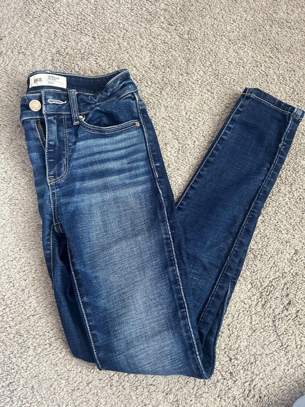 Stellah Buckle Women's Blue Skinny Jeans - Dark Wash